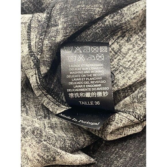 Cop Copine Sheer Blouse Black Gray Sheer Abstract Long Sleeve High Low Size 36/S - Picture 9 of 10